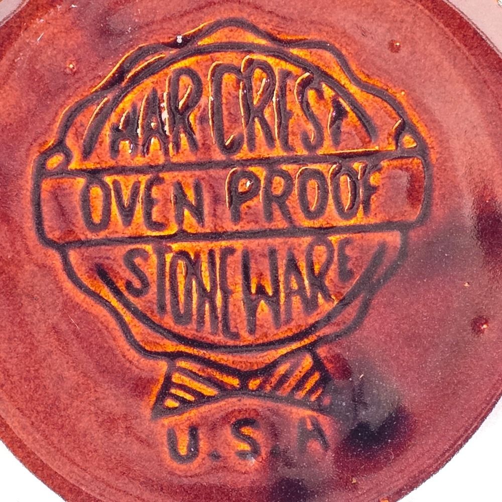 MAR‎ CREST Vtg Crock Pot Oven Proof Stoneware with Lid Brown 2 Handles Bean Pot - Picture 5 of 16
